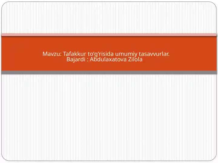 Tafakkur haqida umumiy tasavvurlar