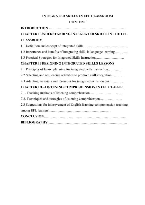 INTEGRATED SKILLS IN EFL CLASSROOM