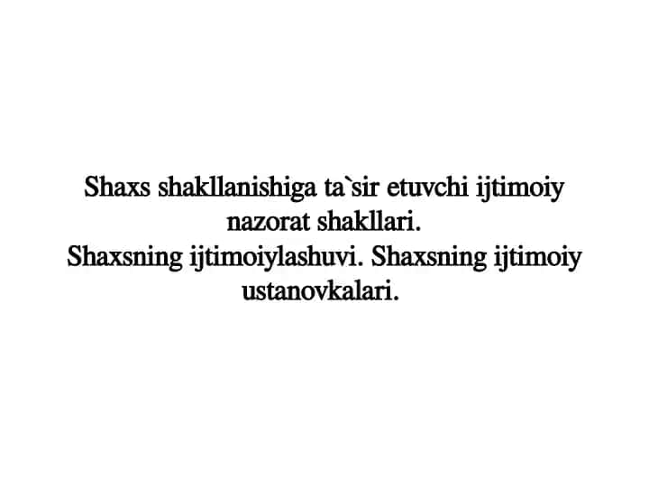 Shaxsning ijtimoiy nazorati
