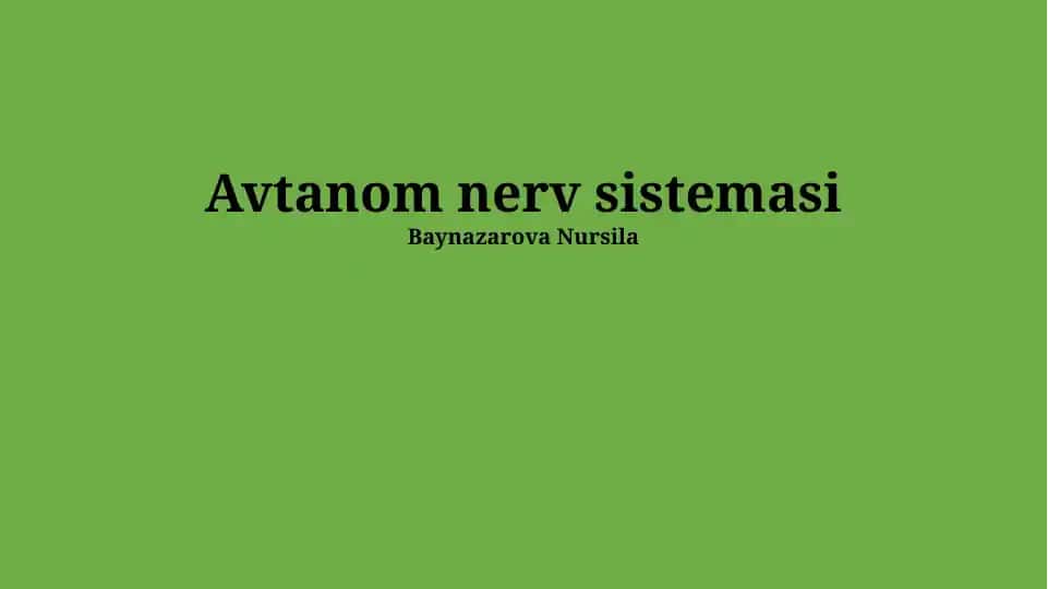 Avtonom nerv sistemasi