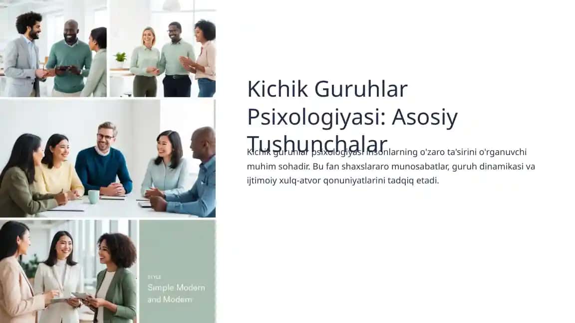 Kichik Guruhlar Psixologiyasi: Asosiy Tushunchalar