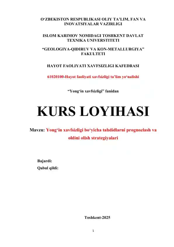 Yong‘in xavfsizligi bo‘yicha tahdidlarni prognozlash va oldini olish strategiyalari