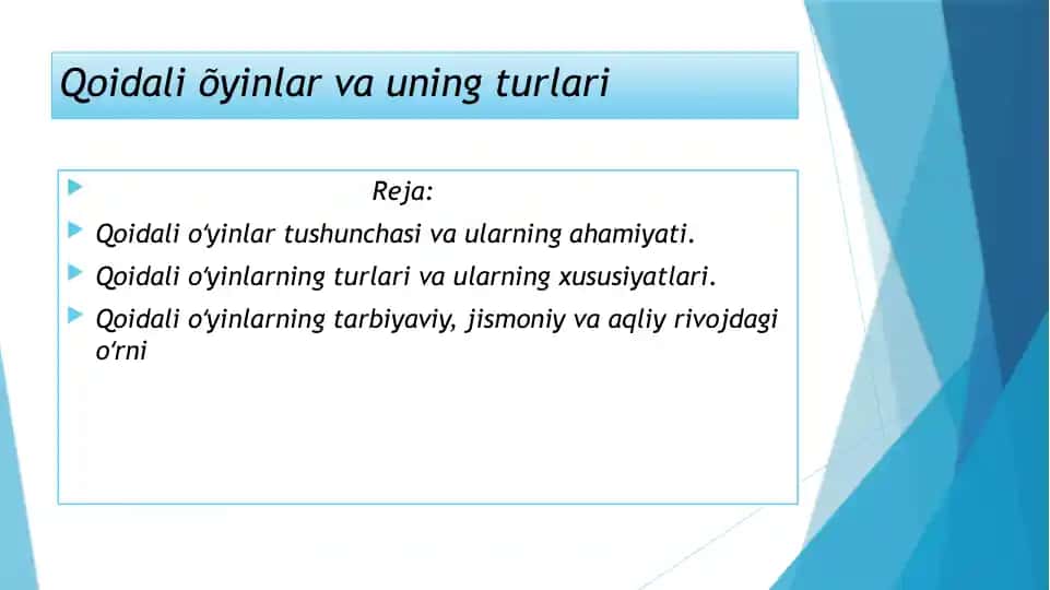 Qoidali oʻyinlar va uning turlari