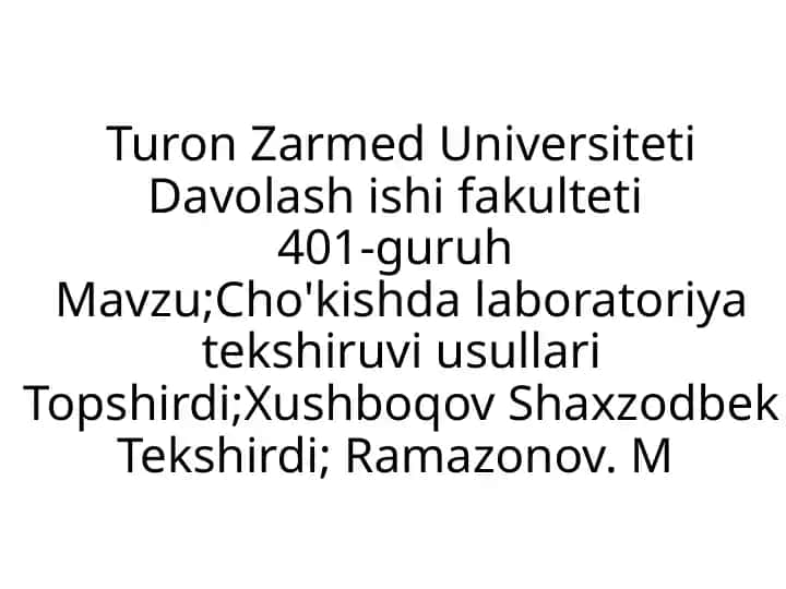 Laboratoriya tekshiruvi usullari