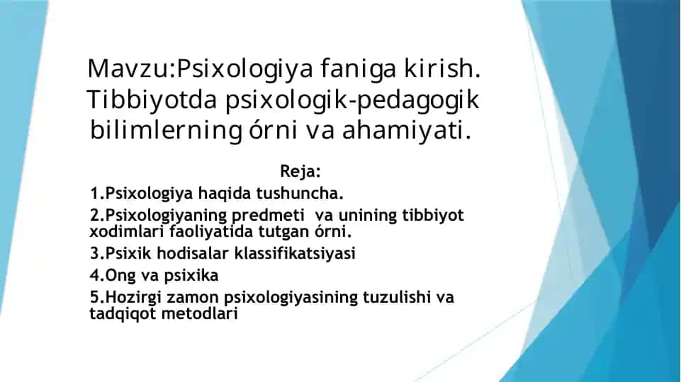 Psixologiya faniga kirish