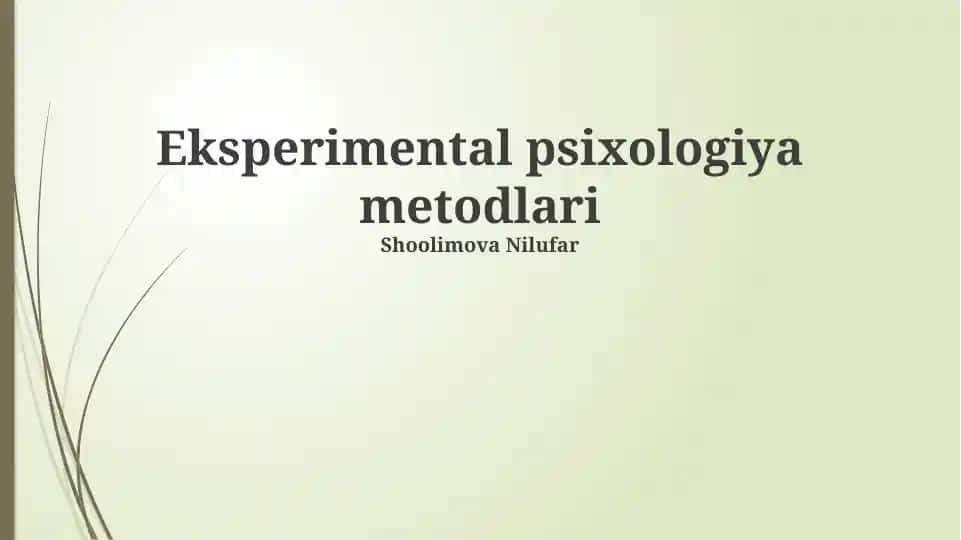 Eksperimental psixologiya metodlari