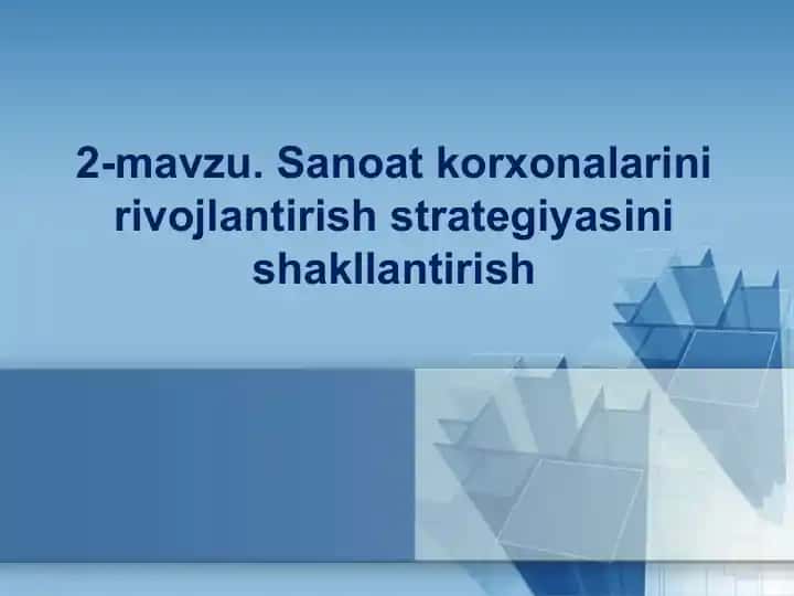 Sanoat korxonalarini rivojlantirish strategiyasini shakllantirish