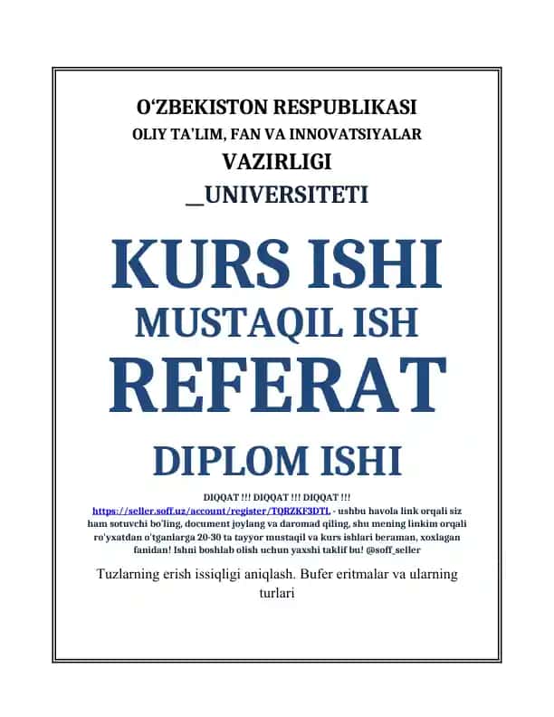 Tuzlarning erish issiqligi va bufer eritmalar