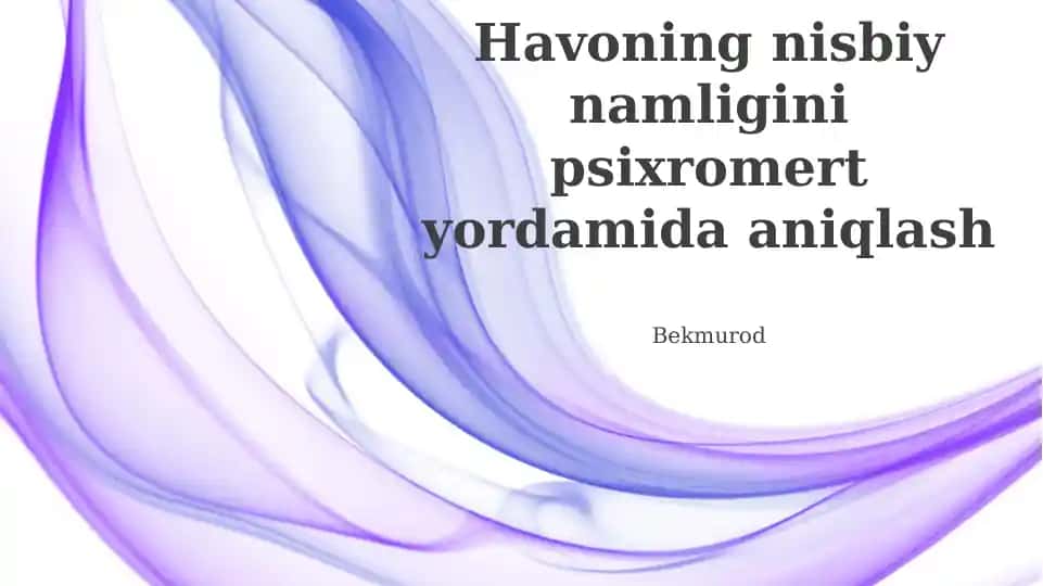 Nisbiy Namlikni Hisoblash