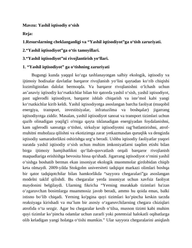 Yashil iqtisodiy o‘sish