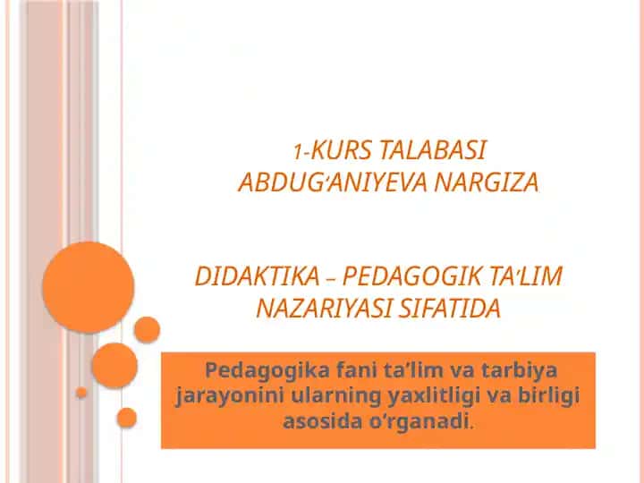 Didaktika – Pedagogikta’lim nazariyasi sifatida