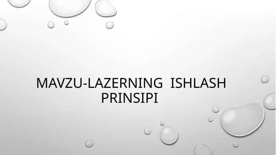 Mavzu-lazerning ishlash prinsipi