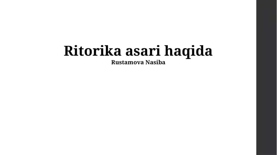 Ritorika asari haqida