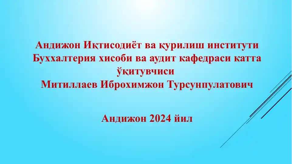 Bukhgalteriya hisobi va audit