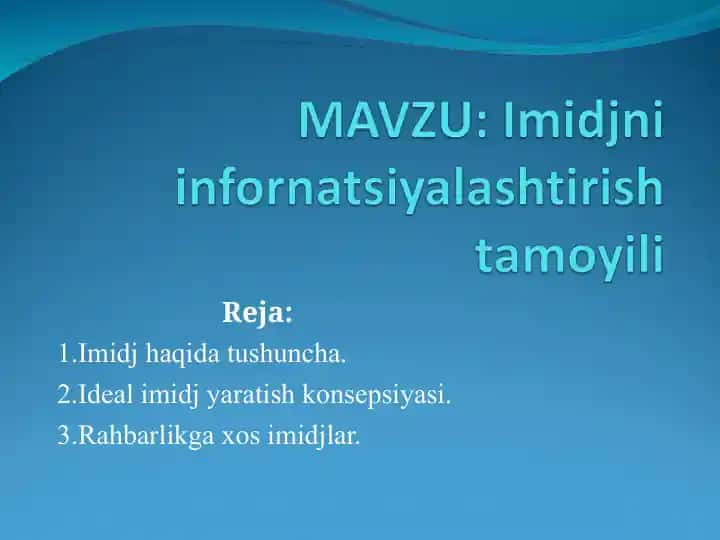 Imidjni infornatsiyalashtirish tamoyili