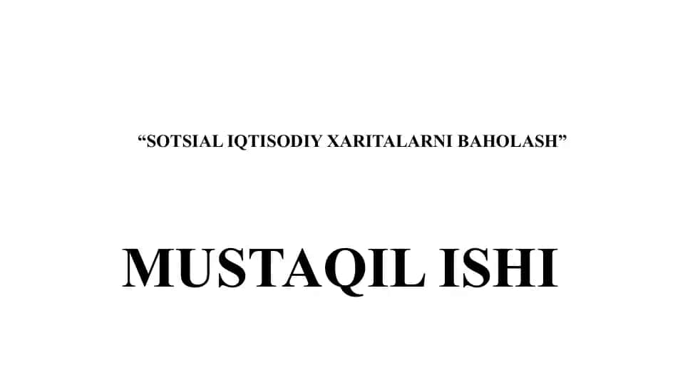 Sotsial iqtisodiy xaritalarni baholash