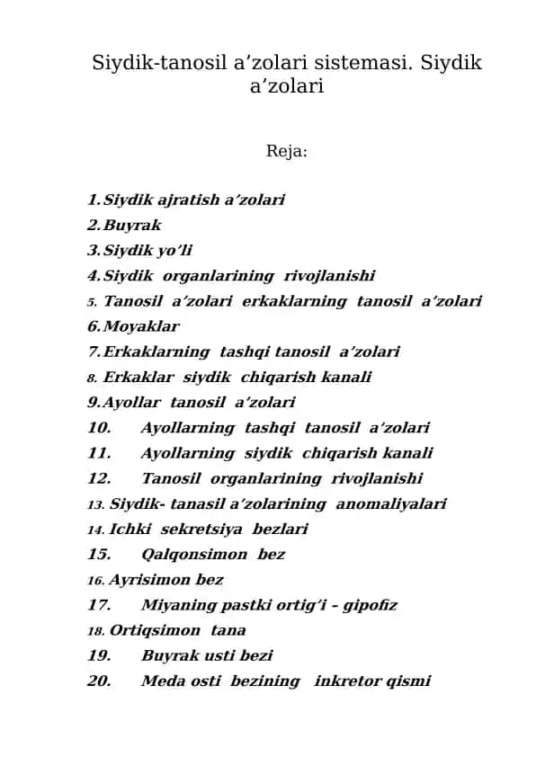 Siydik-tanosil a’zolari sistemasi