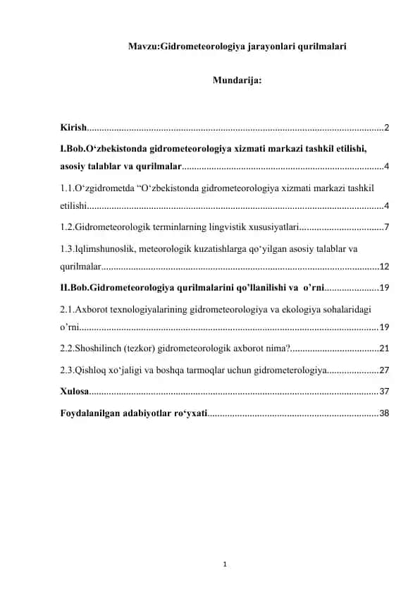 Gidrometeorologiya jarayonlari qurilmalari