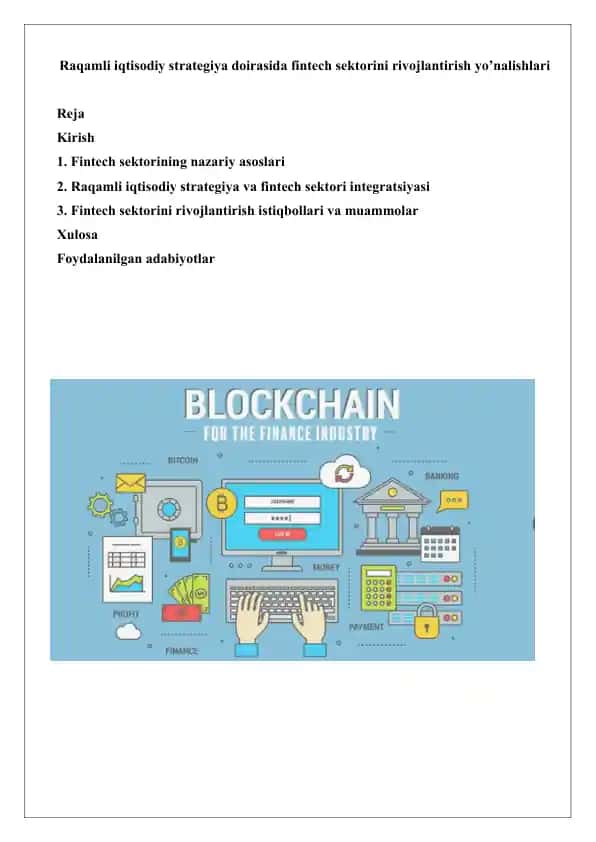 Fintech sektorining nazariy asoslari