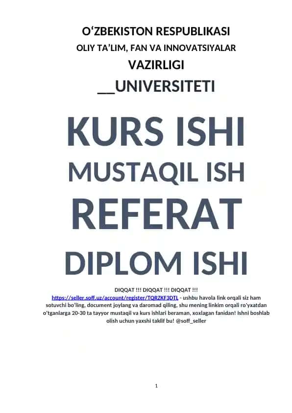 Bozor Infratuzilmasi va uning o‘rni Kichik Biznesni rivojlantirishda
