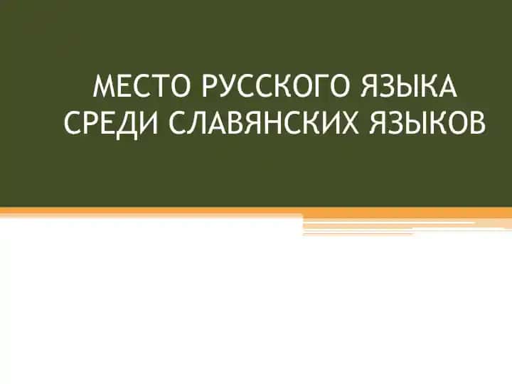 Место русского языка среди славянских языков