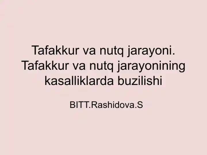 Tafakkur va nutq jarayoni