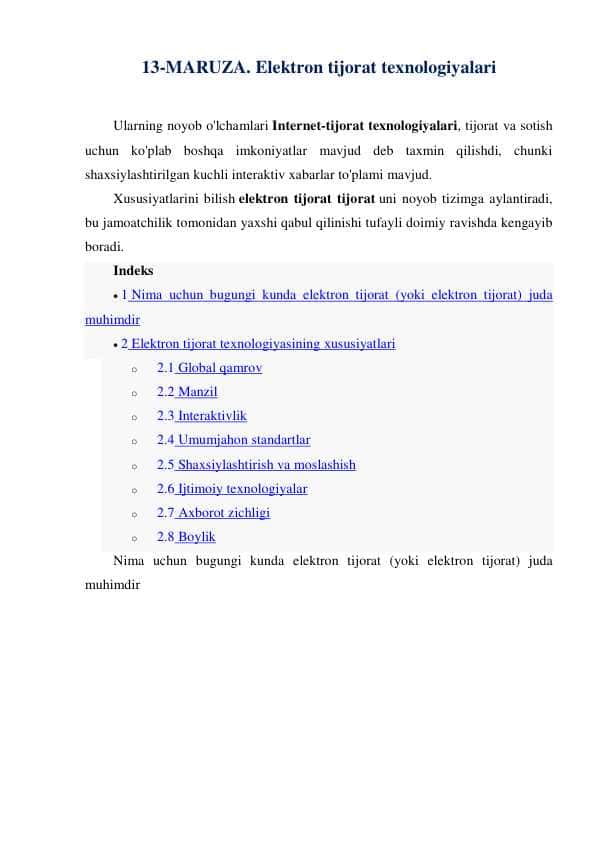 Elektron tijorat texnologiyalari