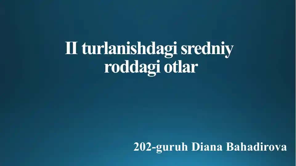 Sredniy ro'dotlar haqida