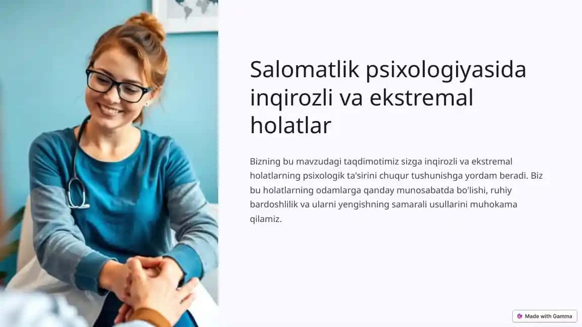 Salomatlik psixologiyasida inqirozli va ekstremal holatlar