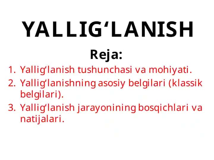 YALLIG'LANISH