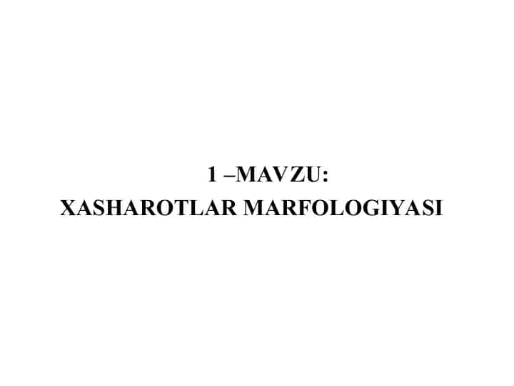 Xasharotlar Marfologiyasi
