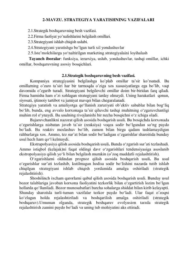 Strategiya yaratish