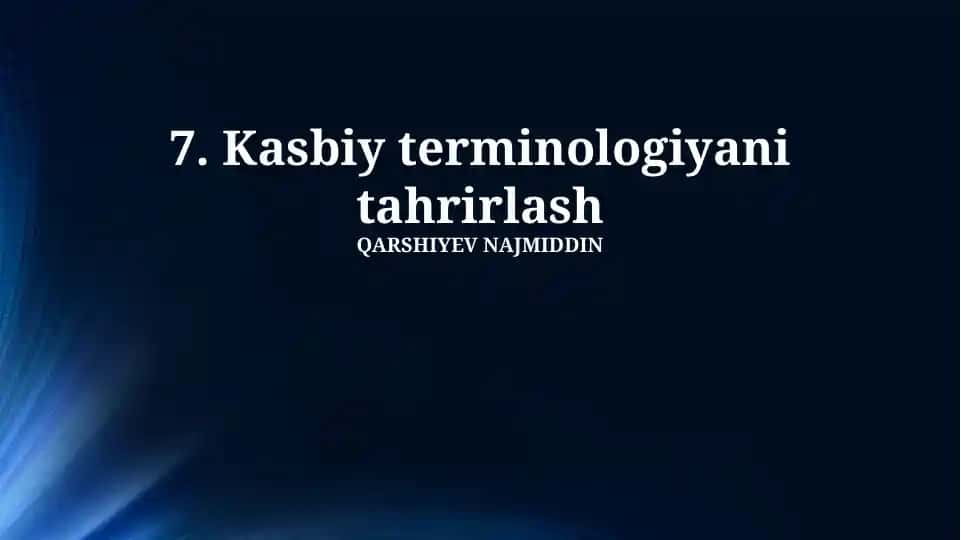 Kasbiy terminologiyani tahrirlash
