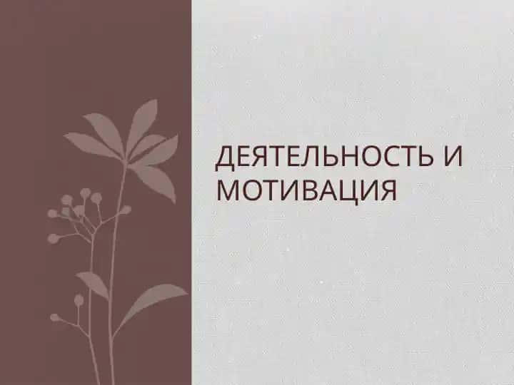 Деятельность и мотивация