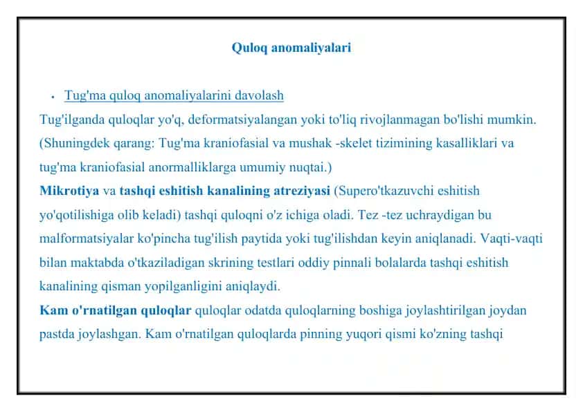 Quloq anomaliyalari