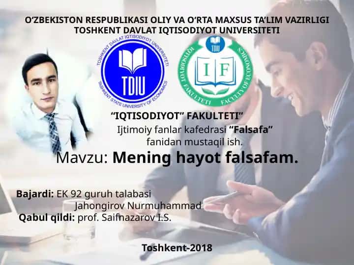 Mening hayot falsafam