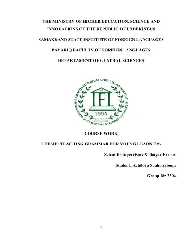 Course Work on Teaching Grammar for Young Learners