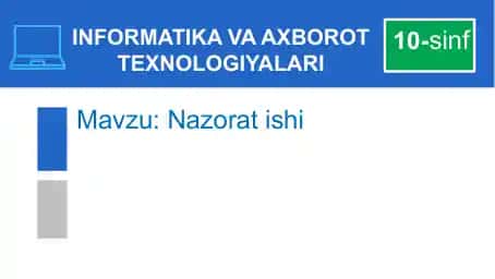 Microsoft Excel dasturida elektron jadval nazorati