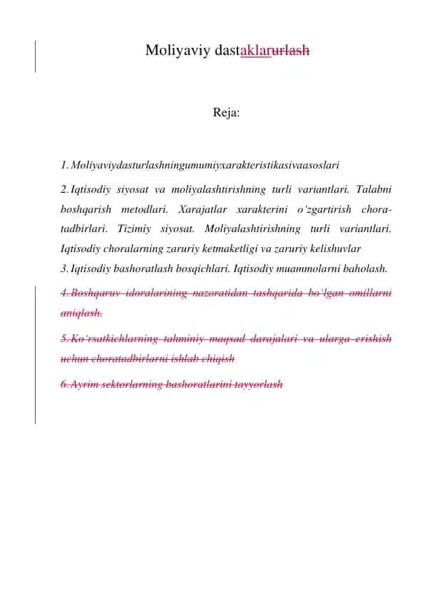 Moliyaviy dastaklarurlash