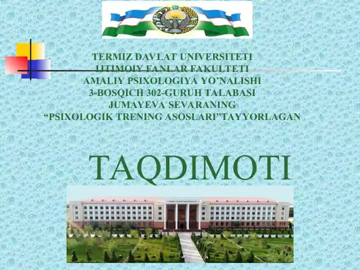 "Psixologik trening asoslari"