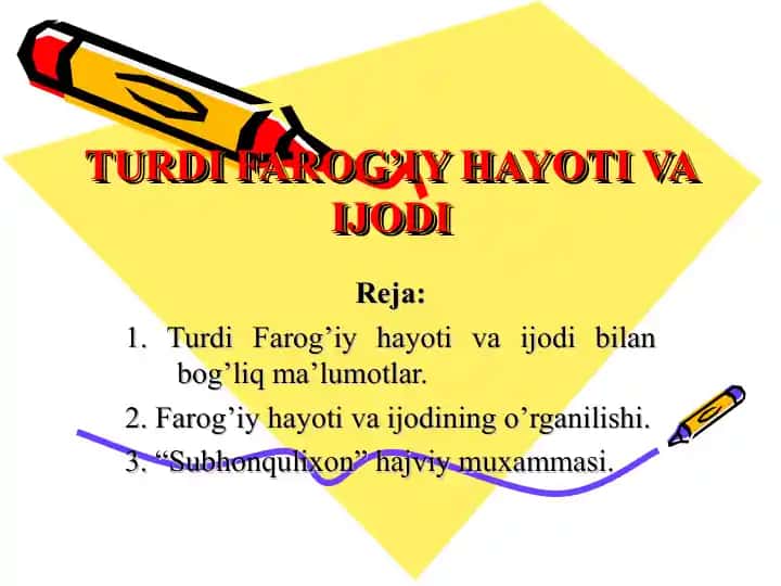 TURDI FAROG’IY HAYOTI VA IJODI