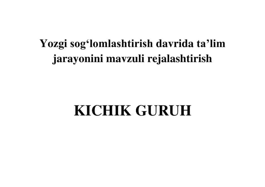 Baxtli bolalik ta'lim reja