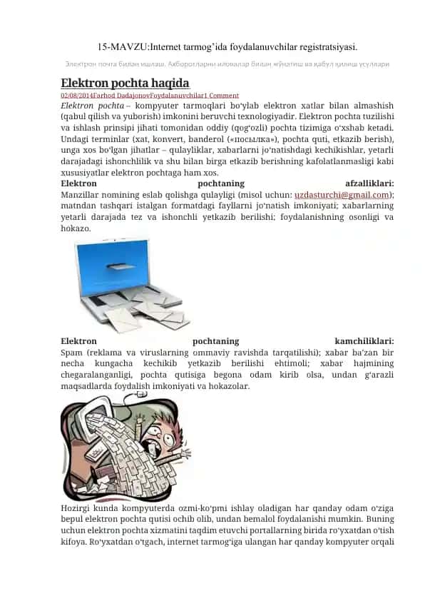 Elektron pochta haqida