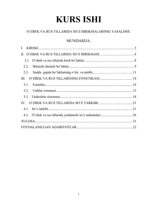 O'zbek va Rus Tillarida So'z Birikmalarinig Yasilishi