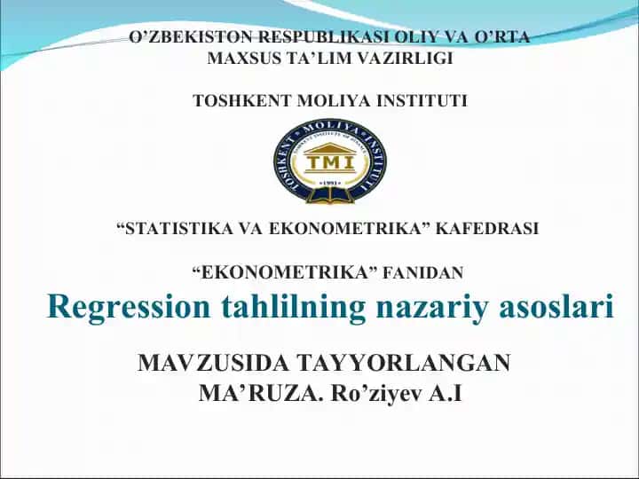 Regression tahlilning nazariy asoslari