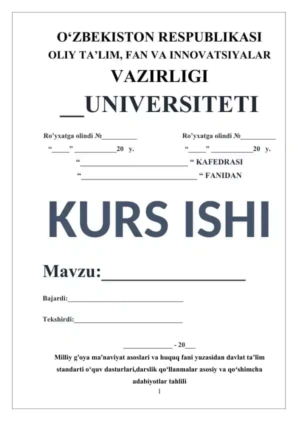Davlat ta'lim standarti o'quv dasturlari
