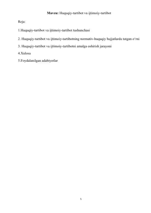 Huquqiy-tartibot va ijtimoiy-tartibot