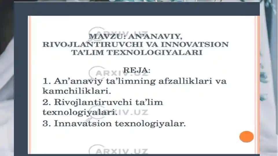INNOVATSION TA'LIM TEXNOLOGIYALARI