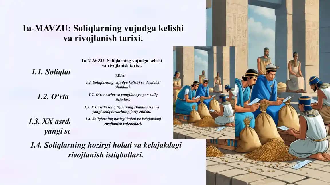 Soliqlarning vujudga kelishi va vojlanishi tarixi