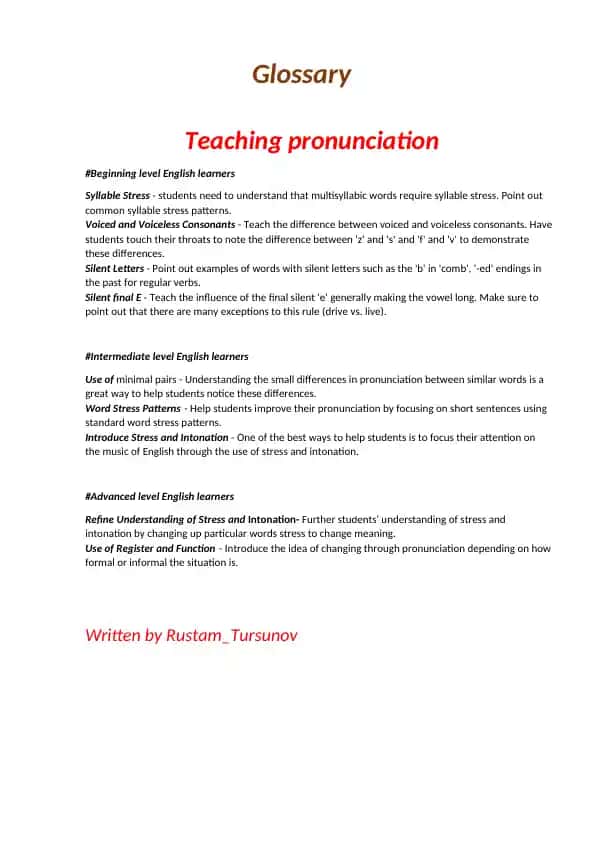 Teaching pronunciation